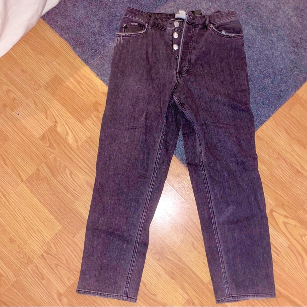 Faded black straight leg jeans